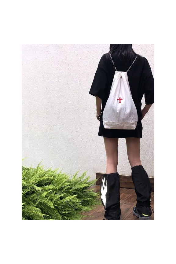 Women's Bag Original Design Cross-embroidered Chain Beam Cross-shoulder Cross-body Bag,White