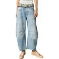 thumbnail image 1 of Women's Baggy Boyfriend Jeans Vintage Wide Leg Mid Rise Barrel Denim Ankle Pants, 1 of 9