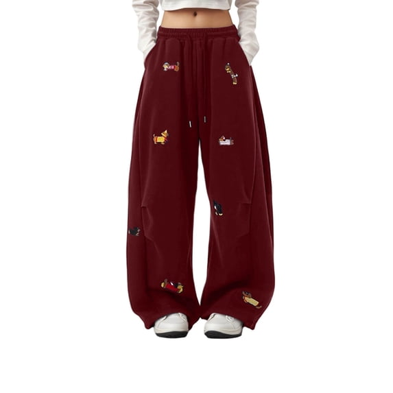 Women's Baggy Graphic Sweatpants Drawstring Casual Streetwear Sports Trousers With Pockets