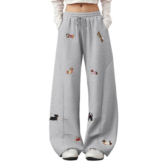Women's Baggy Graphic Sweatpants Drawstring Casual Streetwear Sports Trousers With Pockets