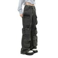 thumbnail image 1 of Women’s Baggy Jeans Y2k Cargo Jeans High Waist Baggy Denim Cargo Pants Grey XXXXXXXS, 1 of 9
