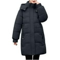 thumbnail image 1 of Women's Baggy Puffer Jacket, Warm Quilted Padded Down Coats Thick Insulated Winter Outerwear with Detachable Hood, 1 of 5