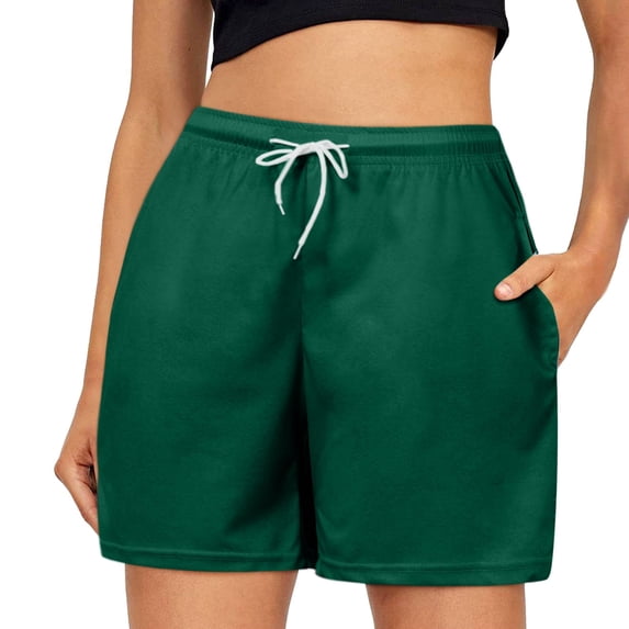 Women's Baggy Shorts Drawstring Color Waist Comfy Solid Elastic Pants Casual Pants Loose High Waisted Short with Pockets XS-3XL