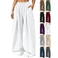 thumbnail image 1 of Women's Baggy Sweatpants Wide Leg Lounge Elastic Waist Solid Color Casual Lounge Everyday Home Pants with Pockets, 1 of 9