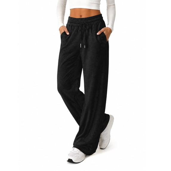 Women's Baggy Sweatpants Wide Leg Soft Lounge Bottoms Drawstring Waist Side Pockets Relaxed Fall Workout Pants, M