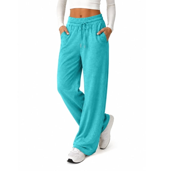 Women's Baggy Sweatpants Wide Leg Soft Lounge Bottoms Drawstring Waist Side Pockets Relaxed Fall Workout Pants, S