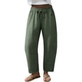 thumbnail image 1 of Women's Baggy Wide Leg Palazzo Pants Harem Pants Petite Linen Pants Drawstring Boho Barrel Sweatpants Summer Casual Flowy Breathable Trousers Beach Vacation, Spring Summer Fall, Army Green M, 1 of 9