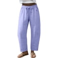 thumbnail image 1 of Women's Baggy Wide Leg Palazzo Pants Harem Pants Petite Linen Pants Drawstring Boho Barrel Sweatpants Summer Casual Flowy Breathable Trousers Beach Vacation, Spring Summer Fall, Purple L, 1 of 9