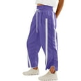 thumbnail image 1 of Women's Baggy Wide Leg Pants Casual Drawstring Elastic Waist Contrast Color Workout Y2K Cargo Pants with Pockets Track Pants Lightweight Trousers Streetwear, 1 of 8