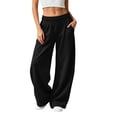 thumbnail image 1 of Women's Baggy Wide Leg Pants High Waisted Elastic Waist Casual Loose Sweatpants Solid Color Lounge Trousers with Pockets, 1 of 8