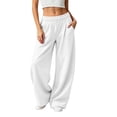 thumbnail image 1 of Women's Baggy Wide Leg Pants High Waisted Elastic Waist Casual Loose Sweatpants Solid Color Lounge Trousers with Pockets, 1 of 8