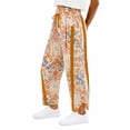 thumbnail image 1 of Women's Baggy Wide Leg Printed Pants Casual Elastic High Waisted Drawstring Workout Sweatpants With Pockets M, 1 of 5