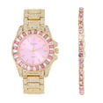 thumbnail image 1 of Women's Baguette Cut Iced Out Diamond Watch - Drop it Down with This Bling'ed Out Crystal Tennis Bracelet on Your Wrist Ladies! - ST10372MLA Gld/Pink Blush-Pink TB, 1 of 8