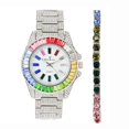 thumbnail image 1 of Women's Baguette Cut Iced Out Diamond Watch - Drop it Down with This Bling'ed Out Crystal Tennis Bracelet on Your Wrist Ladies! - ST10372MLA-TB (ST10372MLAMC Metal SLV Rainbow- TB), 1 of 7
