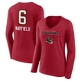thumbnail image 1 of Women's Baker Mayfield Red Tampa Bay Buccaneers Team Wordmark Player Name & Number Long Sleeve V-Neck T-Shirt, 1 of 3