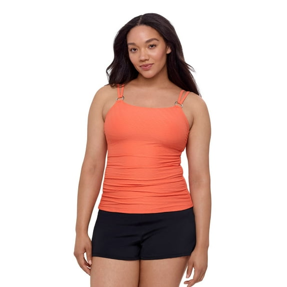 Women's Bal Harbour Ring Tankini Top Color: Papaya Size: X LARGE