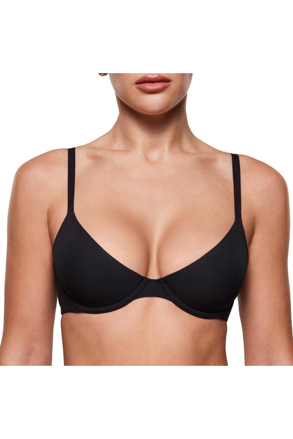 Women's Balconette Bra - Lightly Underwire Tshirt Demi Bras Supportive Black 32