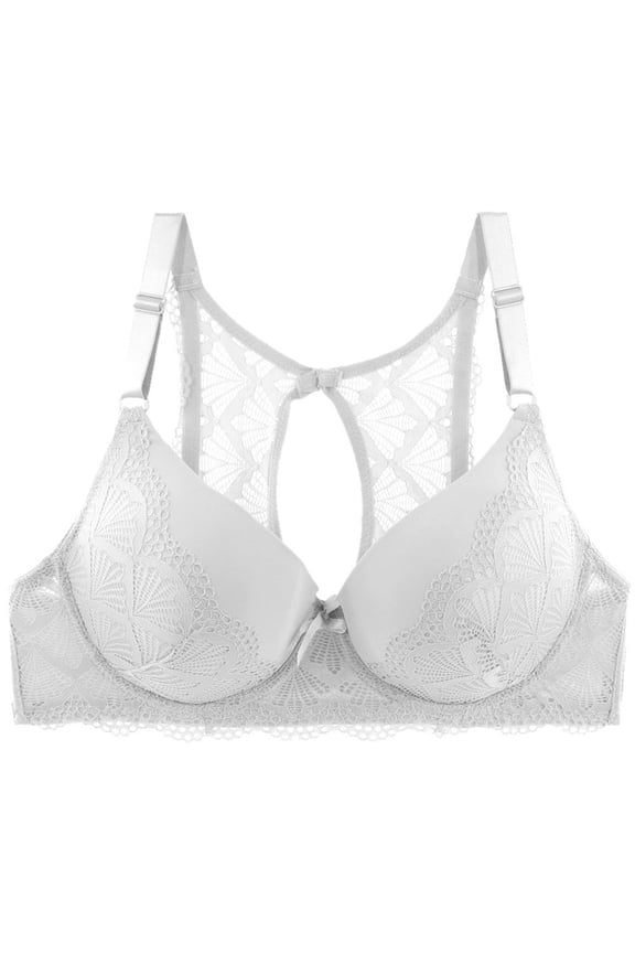 Women's Balconette Bra Plus Size Lace Sexy Wirefree Padded Push Up Demi Bras Seamless Back Support T-Shirt Brassiere