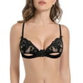thumbnail image 1 of Women's Balconette Bra Sexy Lace Bra Embroidered Sheer Unpadded Unlined Bra See Through Bra, 1 of 7