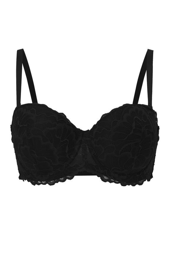 Women's Balconette Lace Bra, Lightly Padded Comfortable Brassieres, Full Cup Underwire Support Bralette