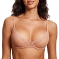 thumbnail image 1 of Women's Balconette Lace Bra See Through Demi Sheer Mesh Plus Size Underwire, 1 of 5
