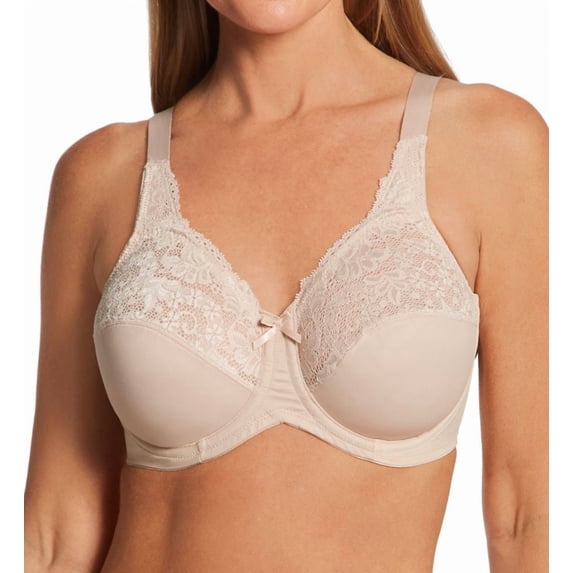 Women's Bali 0428 Lilyette Comfort Lace Minimizer Bra (Paris Nude 34C)