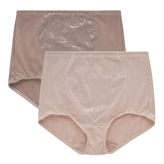 Women's Bali® 2-Pack Firm Control Tummy Panel Firm Control Shaping Brief Panty Set X710 Color: Sandshell Blush Size: SMALL