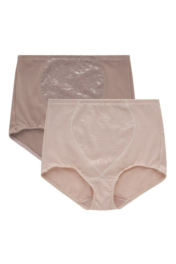 Jacquard Shaping Brief, 2-Pack Sandshell Jacquard/Evening Blush 2XL Women's
