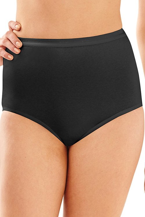 Women's Bali 2324 Full-Cut-Fit Stretch Cotton Brief Panty (Black 6)