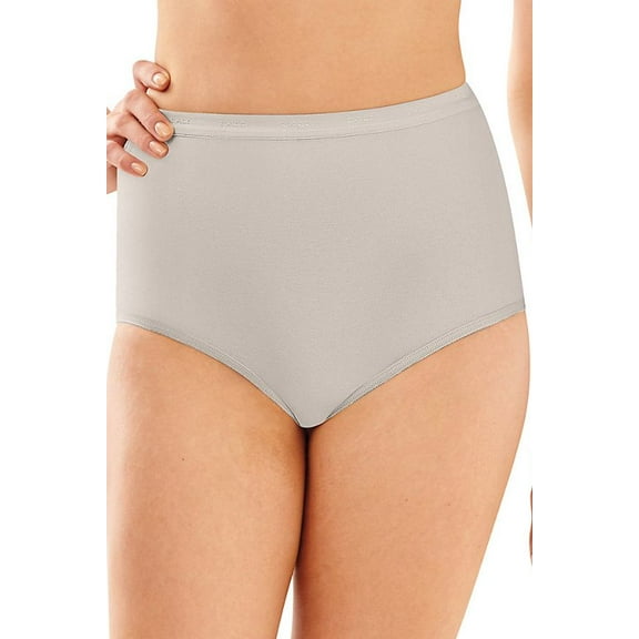 Women's Bali 2324 Full-Cut-Fit Stretch Cotton Brief Panty (Grey Sky Heather 9)