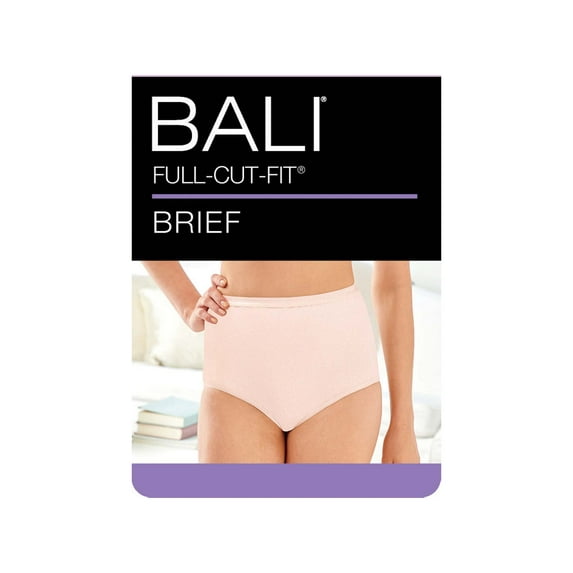 Women's Bali 2324 Full-Cut-Fit Stretch Cotton Brief Panty (Silken Pink 10)