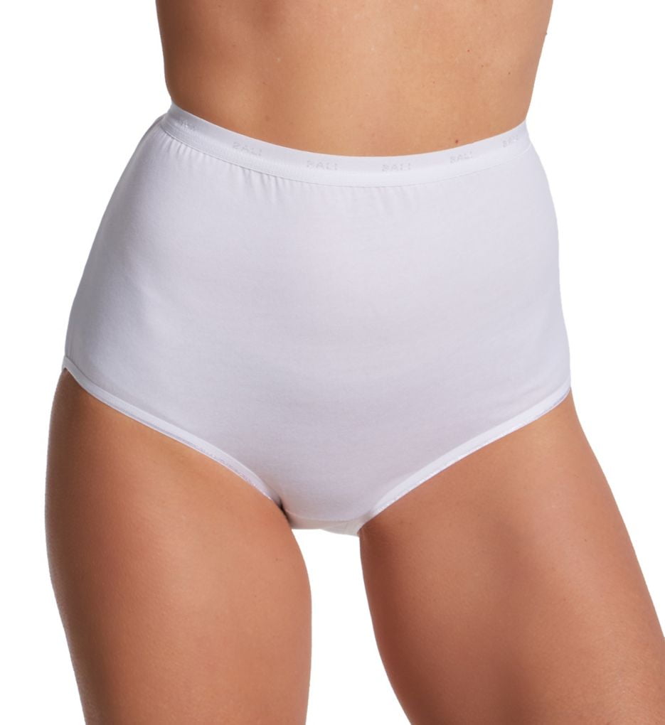 Women's Bali 2324 Full-Cut-Fit Stretch Cotton Brief Panty (White 10)