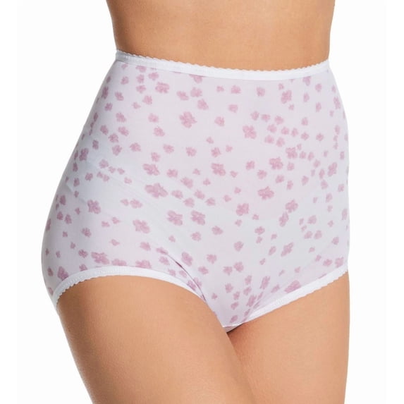 Women's Bali 2633 Skimp Skamp Brief Panty (White Floral Print 5)