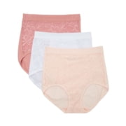 Womens Bali  3-Pack Breathe Lace High Waist Briefs DFCLB3 Color Rose White Buff Size 9