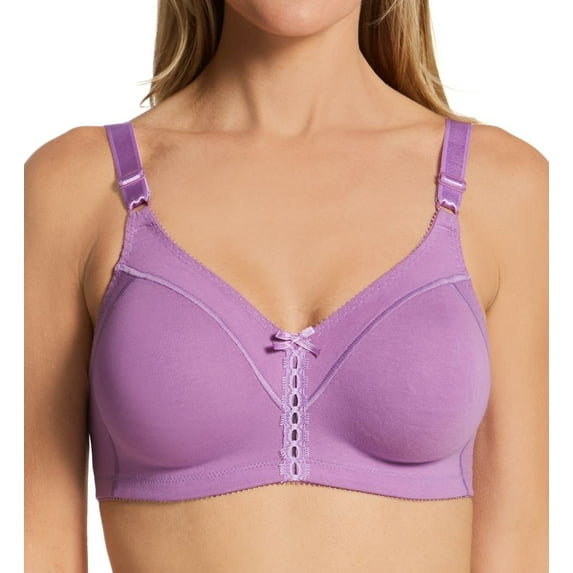 Women's Bali 3036 Double Support Cool Comfort Cotton Wirefree Bra (Tinted Lavender 36B)
