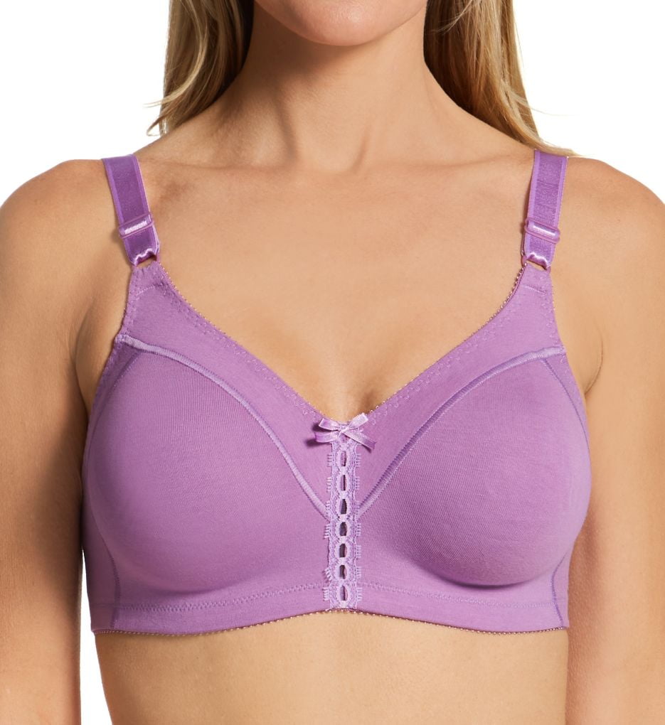 Women's Bali 3036 Double Support Cool Comfort Cotton Wirefree Bra (Tinted  Lavender 40B) 