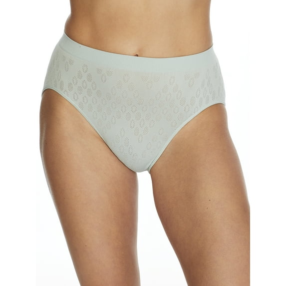 Women's Bali 303J Comfort Revolution Microfiber Hi-Cut Panty (Soft Celadon Dot 8/9)