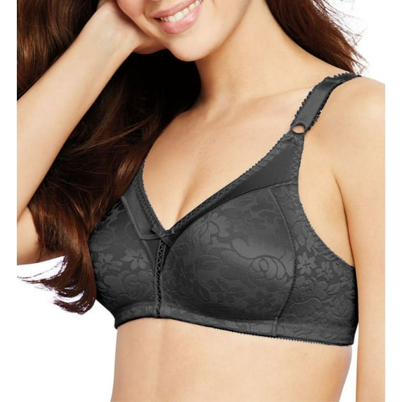 Women's Bali 3372 Double Support Lace Wirefree Spa Closure Bra (Black 42DDD)