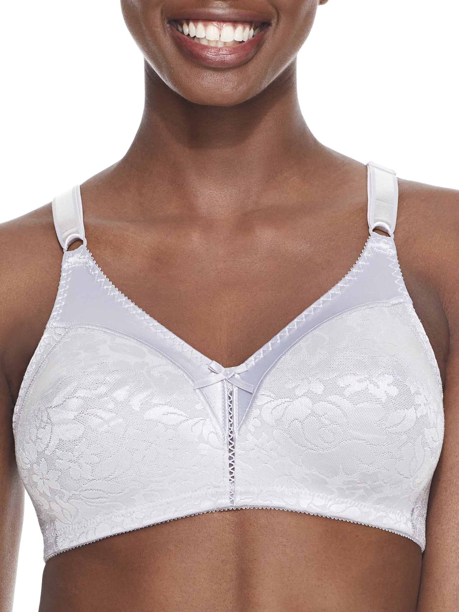 Women's Bali 3372 Double Support Lace Wirefree Spa Closure Bra (Crystal  Grey 34C) 