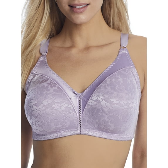 Women's Bali 3372 Double Support Lace Wirefree Spa Closure Bra (Purple Mauve 40B)