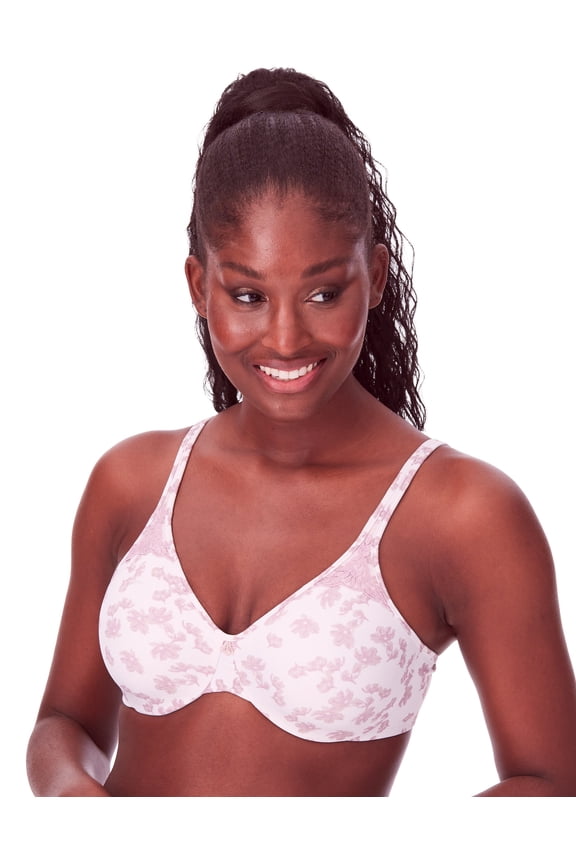 Women's Bali 3385 Passion for Comfort Minimizer Underwire Bra (White Floral Print 42D)