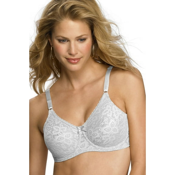 Women's Bali 3432 Lace 'N Smooth Seamless Cup Underwire Bra (White 40C)