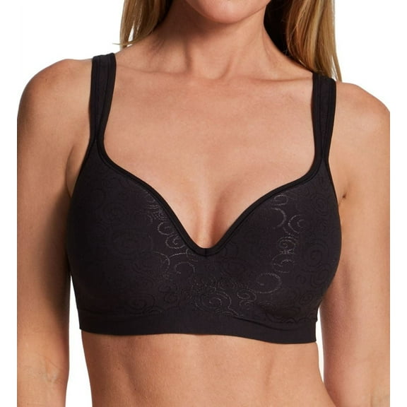 Women's Bali 3463 Comfort Revolution Wirefree Bra (Black Swirl 42B)