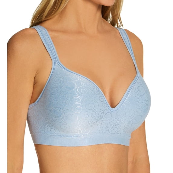 Women's Bali 3463 Comfort Revolution Wirefree Bra (Blue Flight Swirl 34D)