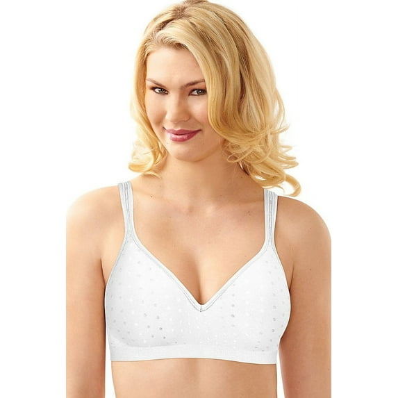 Women's Bali 3463 Comfort Revolution Wirefree Bra (White Dot 34DD)