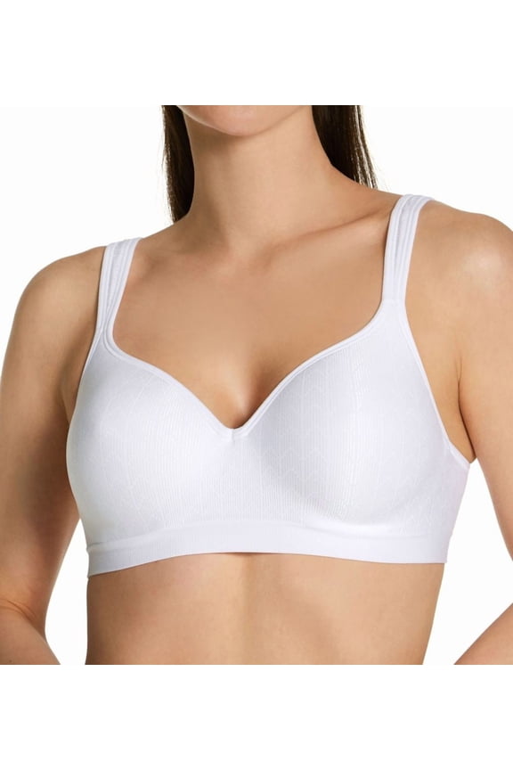Women's Bali 3463 Comfort Revolution Wirefree Bra (White Zag 34D)