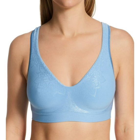 Women's Bali 3484 Comfort Revolution ComfortFlex Fit Wirefree Bra (Blue Sky Ahead Aztec L)