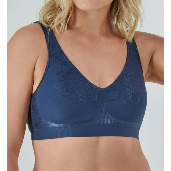 Women's Bali 3484 Comfort Revolution ComfortFlex Fit Wirefree Bra (Navy Aztec S)