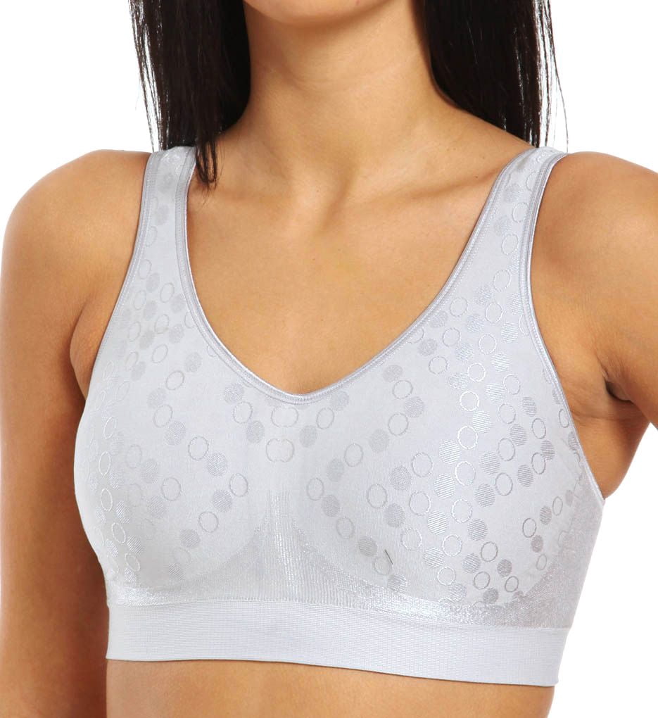 Women's Bali 3488 Comfort Revolution Shaping Wirefree Bra (Crystal Grey Dot S)