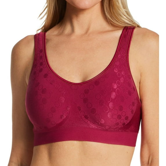 Women's Bali 3488 Comfort Revolution Shaping Wirefree Bra (Deep Cerise Dot M)